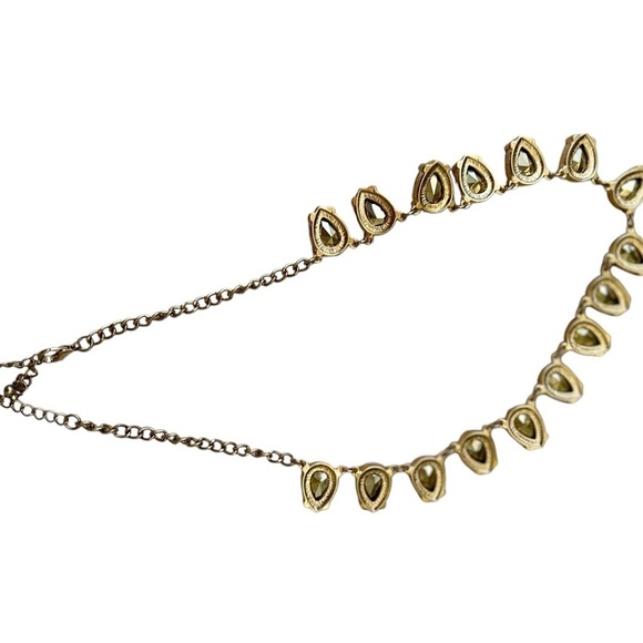 NWT Lola teardrop faceted blush crystal Necklace champagne gold-tone chain - Picture 7 of 7